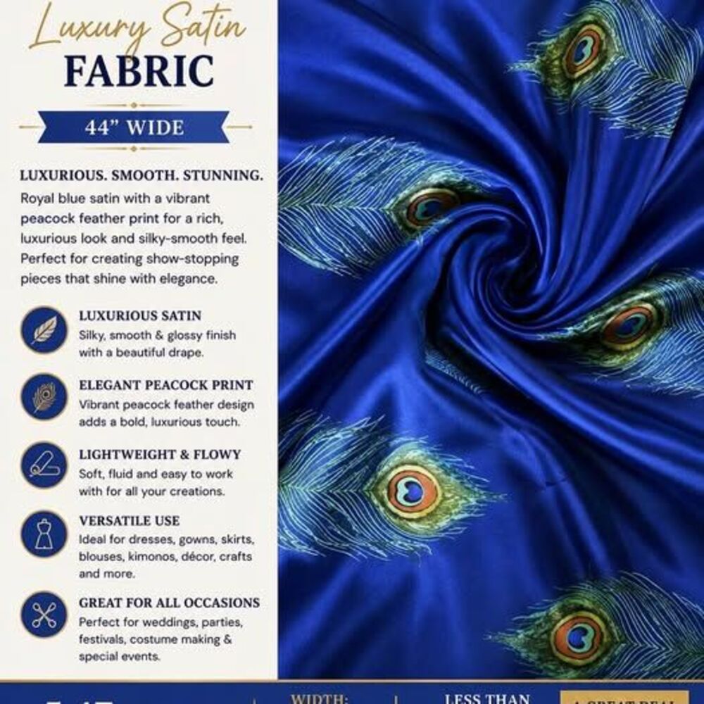 5.47 Yards of Royal Blue Luxurious Satin Fabric